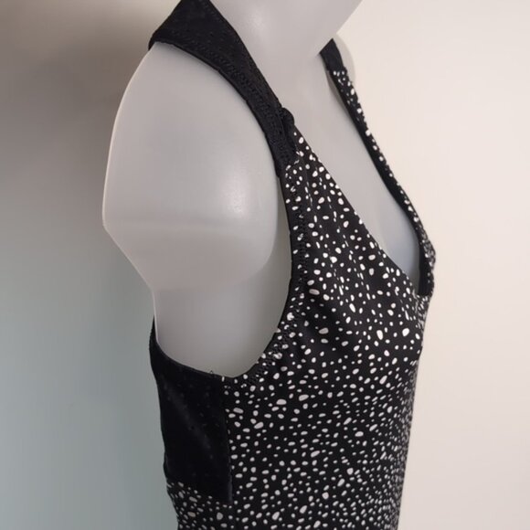 Nike Spotted One Piece Swimsuit Sporty Athletic Mesh Open Back Keyhole Black - Picture 6 of 14